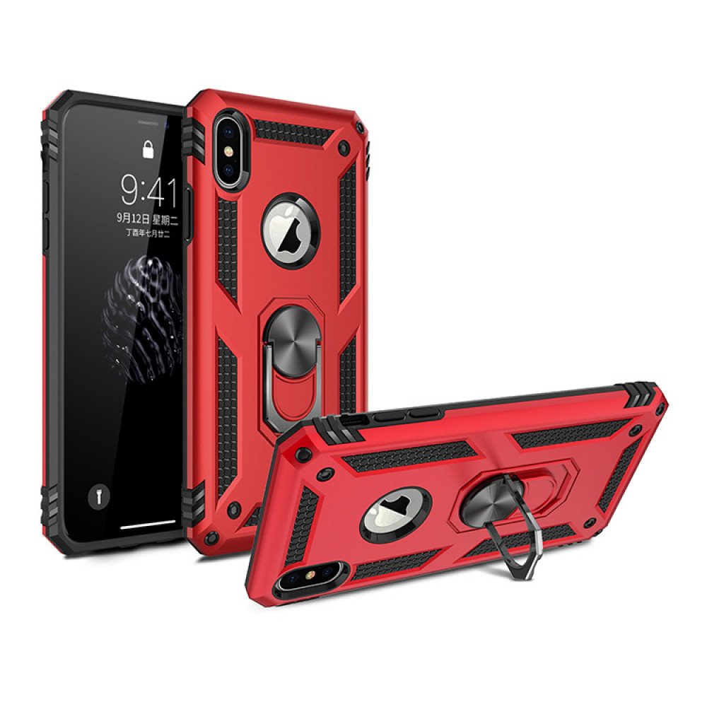 Wholesale iPhone XS Max Tech Armor Ring Grip Case with Metal Plate (Rose  Gold)